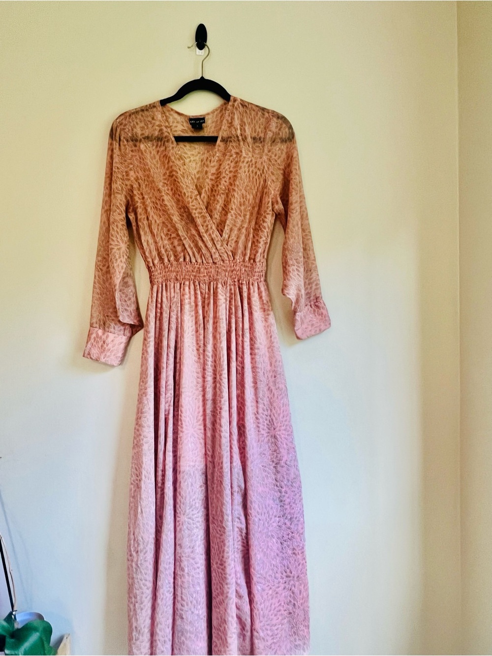 Blush Pink Wrap Maxi Dress with Smocked Waist